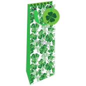 Nekupto Paper gift bag for bottle 12,5 x 32,5 x 8 cm Four-leaf clovers