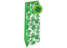 Nekupto Paper gift bag for bottle 12,5 x 32,5 x 8 cm Four-leaf clovers