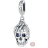 Charm Sterling Silver 925 Skeleton Holding Skull, Pendant for Bracelet Halloween