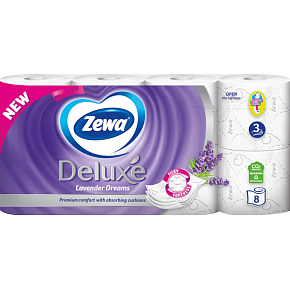 Zewa Deluxe Lavender Dreams 3-ply toilet paper, 8 rolls, 19.3 m roll