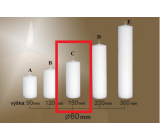 Lima Gastro smooth candle white cylinder 60 x 150 mm 1 piece