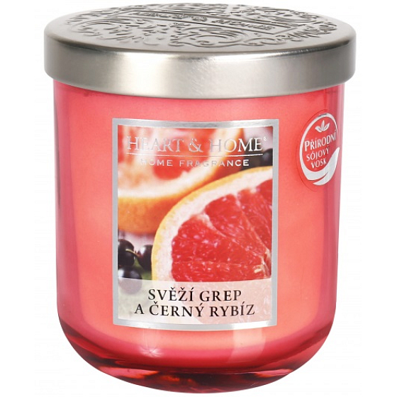 Heart & Home Fresh grapefruit and black currant Soy scented candle medium burns up to 30 hours 115 g