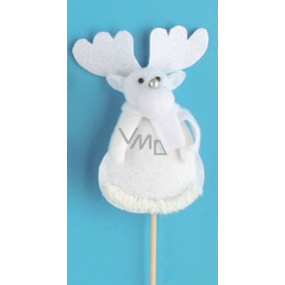 Reindeer figurine white recess 10 cm + skewers