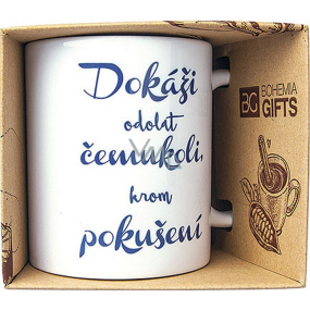 Bohemia Gifts Ceramic mug with print I can withstand anything except temptation 350 ml