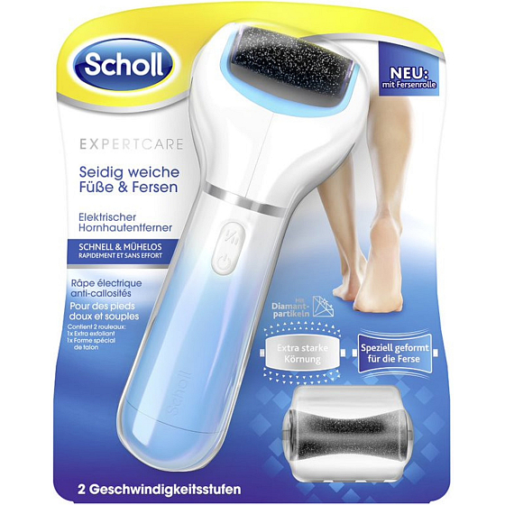 Scholl Expert Care electric foot file with extra rough rotary head with diamond crystals + rotary head for cracked heels