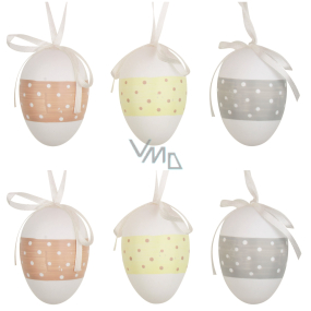 Eggs with polka dots plastic for hanging 6 cm, 6 pieces in a bag
