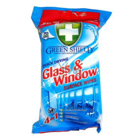 Green Shield 4in1 Windows and glass surfaces wet cleaning wipes 70 pieces