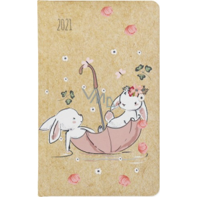 Albi Diary 2021 Pocket Weekly Kraft Bunnies 15.5 x 9.5 x 1.2 cm