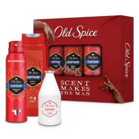 Old Spice Captain Trio deodorant spray 150 ml + 2in1 shower gel for body and hair 250 ml + aftershave 100 ml, cosmetic set for men