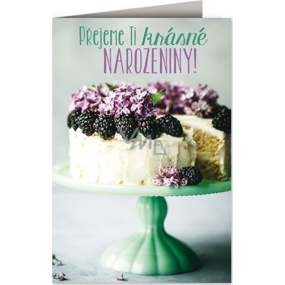 Nekupto Birthday card Cake with blackberries 115 x 170 mm 3612 J