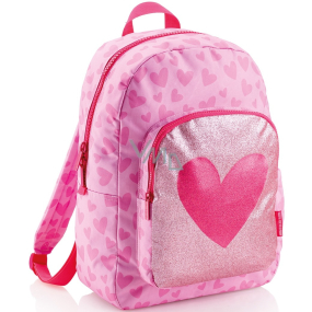 Miquelrius Backpack pink with heart with 2 compartments 30 x 42 x 14 cm volume 20 l