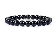 Tourmaline / Skoryl black bracelet elastic natural stone, ball 8 mm / 16 - 17 cm, guardian of good mood