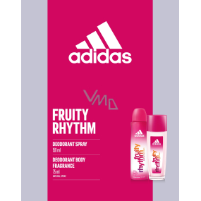 Adidas Fruity Rhythm perfumed deodorant glass 75 ml + deodorant spray 150 ml, cosmetic set for women