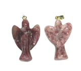 Lepidolite Angel guardian pendant natural stone hand cut 25 x 21 x 5 mm, amulet of athletes
