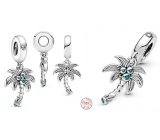 Charm Sterling Silver 925 Palm and Coconuts, Nature Bracelet Pendant