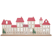 Advent calendar houses with sliding snowflake 45 x 17,5 cm