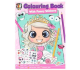 Grafix Colouring book A4 with funny stickers pink 24 pages, for children 3+