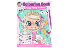 Grafix Colouring book A4 with funny stickers pink 24 pages, for children 3+