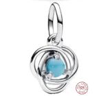 Charm Sterling silver 925 Turquoise eternity circle December, pendant on bracelet symbol