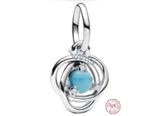 Charm Sterling silver 925 Turquoise eternity circle December, pendant on bracelet symbol