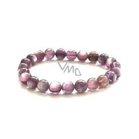Lepidolite purple bracelet elastic natural stone, ball 8 - 9 mm /16 - 17 cm. AAA quality