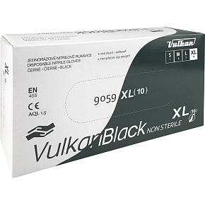 VulkanBlack black disposable powder-free nitrile gloves, size XL, 100 pcs