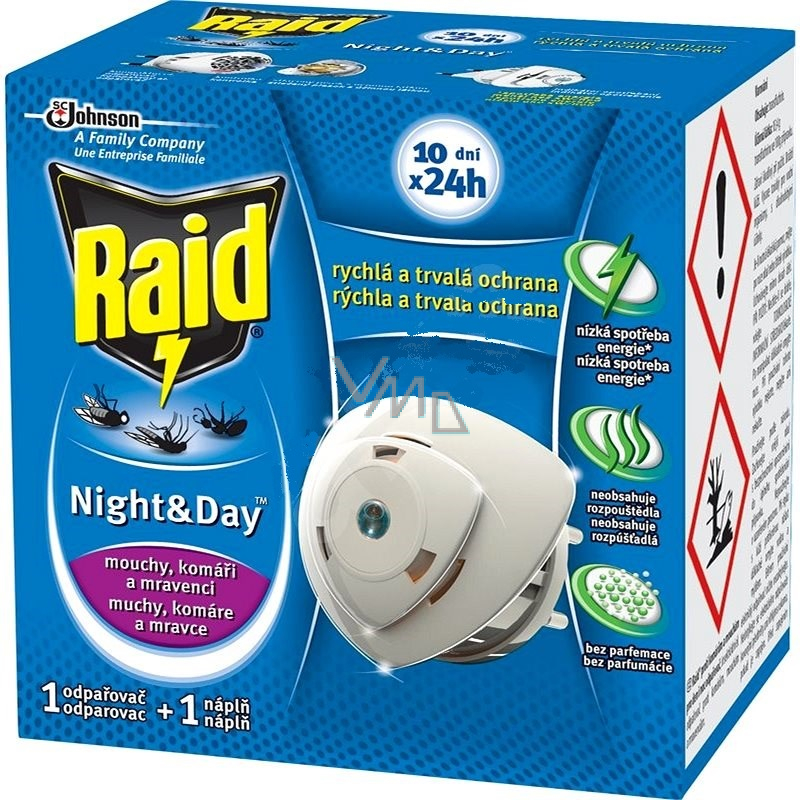 Raid Night & Day electric vaporizer against mosquitoes and flies 1 machine, 1 refill VMD