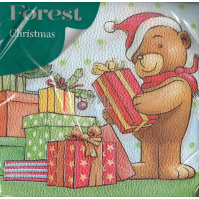 Forest Paper napkins 1 ply 33 x 33 cm 20 pieces Christmas Teddy bear with gifts