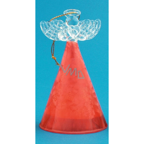 Glass angel with colored skirt red 10 cm