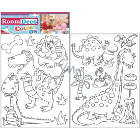 Wall stickers dinosaurs for coloring 2 sheets 35 x 25.5 cm