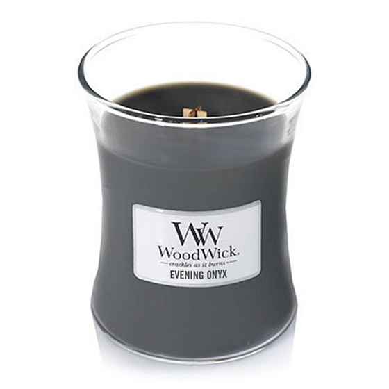 WoodWick Evening Onyx - Evening Onyx scented candle with wooden wick and lid glass medium 275 g