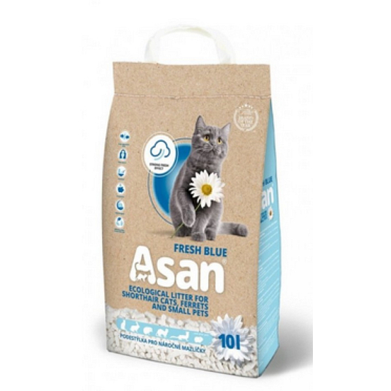 Asan Fresch Blue Bio litter unscented litter for cats and ferrets 10l