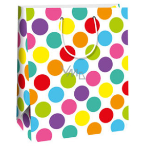 Ditipo Gift paper bag 26.4 x 13.7 x 32.4 cm white, colored circles