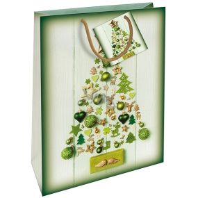 Nekupto Gift paper bag 32.5 x 26 x 13 cm Christmas green tree