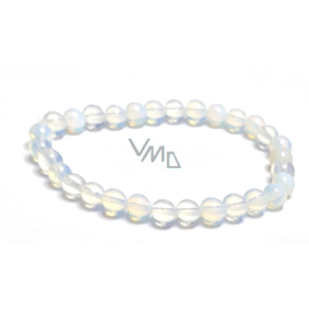 Opalit bracelet elastic, synthetic stone ball 6 mm / 16 - 17 cm, wishing and hope stone