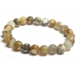 Agate fiery matt natur yellow bracelet elastic natural stone, ball 8 mm / 16 - 17 cm