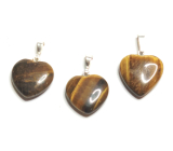 Tiger's Eye Heart Pendant natural stone 1,5 cm, 1 piece, stone of the sun and earth, brings luck and wealth