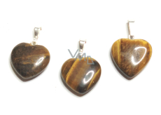 Tiger's Eye Heart Pendant natural stone 1,5 cm, 1 piece, stone of the sun and earth, brings luck and wealth