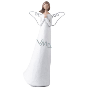 Angel in white dress and metal wings polyresin 130 x 250 mm