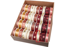 Ditipo Fabric Christmas ribbon with wire Gold with threads 4 m x 15 mm