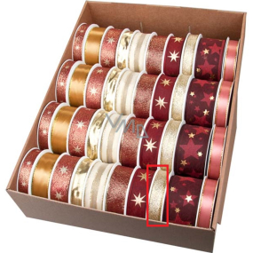 Ditipo Fabric Christmas ribbon with wire Gold with threads 4 m x 15 mm