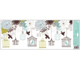 Window film Birds, green and blue flowers 60 x 22,5 cm