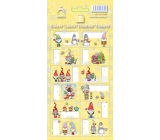 Sheet Christmas labels gift stickers elves, yellow sheet 12 labels