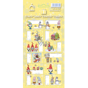Sheet Christmas labels gift stickers elves, yellow sheet 12 labels