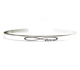 Stainless steel bracelet silver with engraving Love, open cuff, 4 mm
