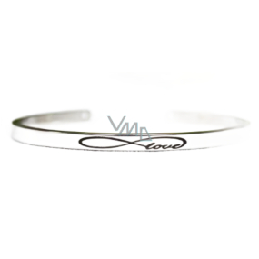 Stainless steel bracelet silver with engraving Love, open cuff, 4 mm