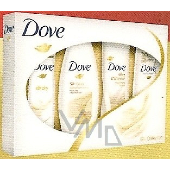 Dove Silk deodorant spray 150 ml + shower gel 250 ml + body lotion 250 ml + shampoo 250 ml, cosmetic set