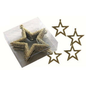 Gold stars for hanging 7.5 cm 6 pieces in a box