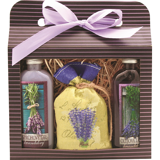 Bohemia Gifts Lavender La Provence shower gel 100 ml + Oil bath 100 ml + bath salt 150 g, cosmetic set