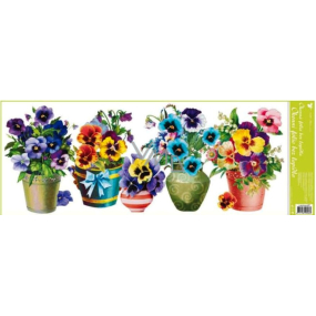 Window foil without glue strip of box pansy flower 60 x 22.5 cm